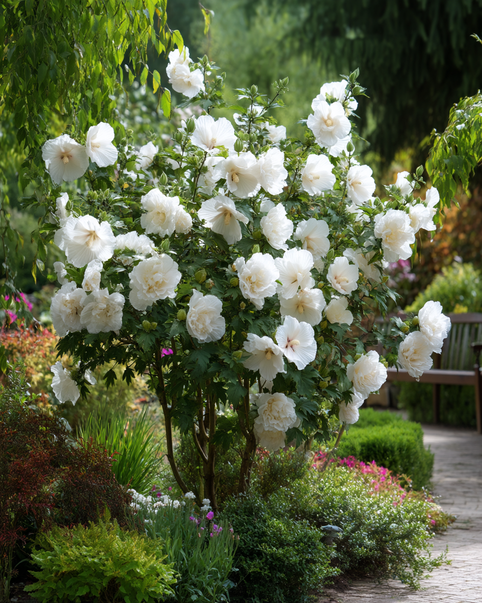 Double White Hibiscus syriacus