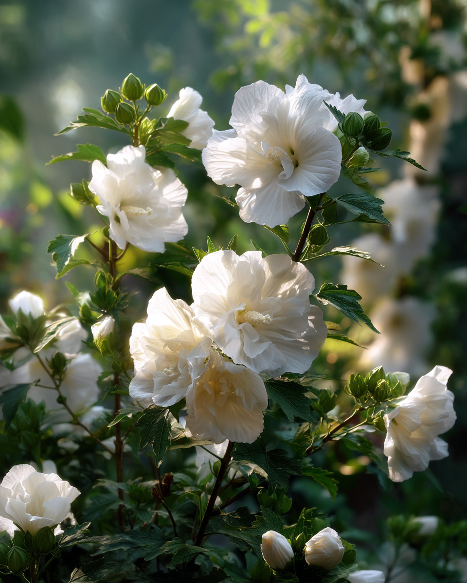 Double White Hibiscus syriacus