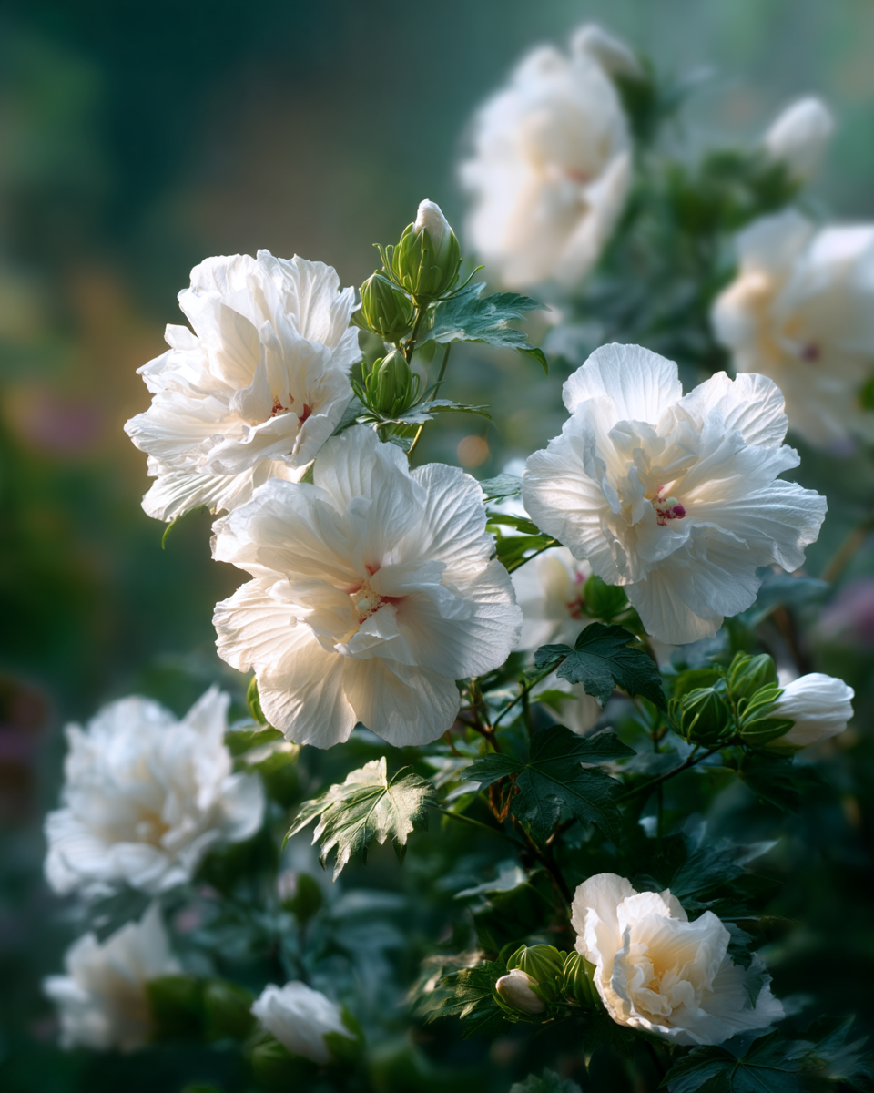 Double White Hibiscus syriacus