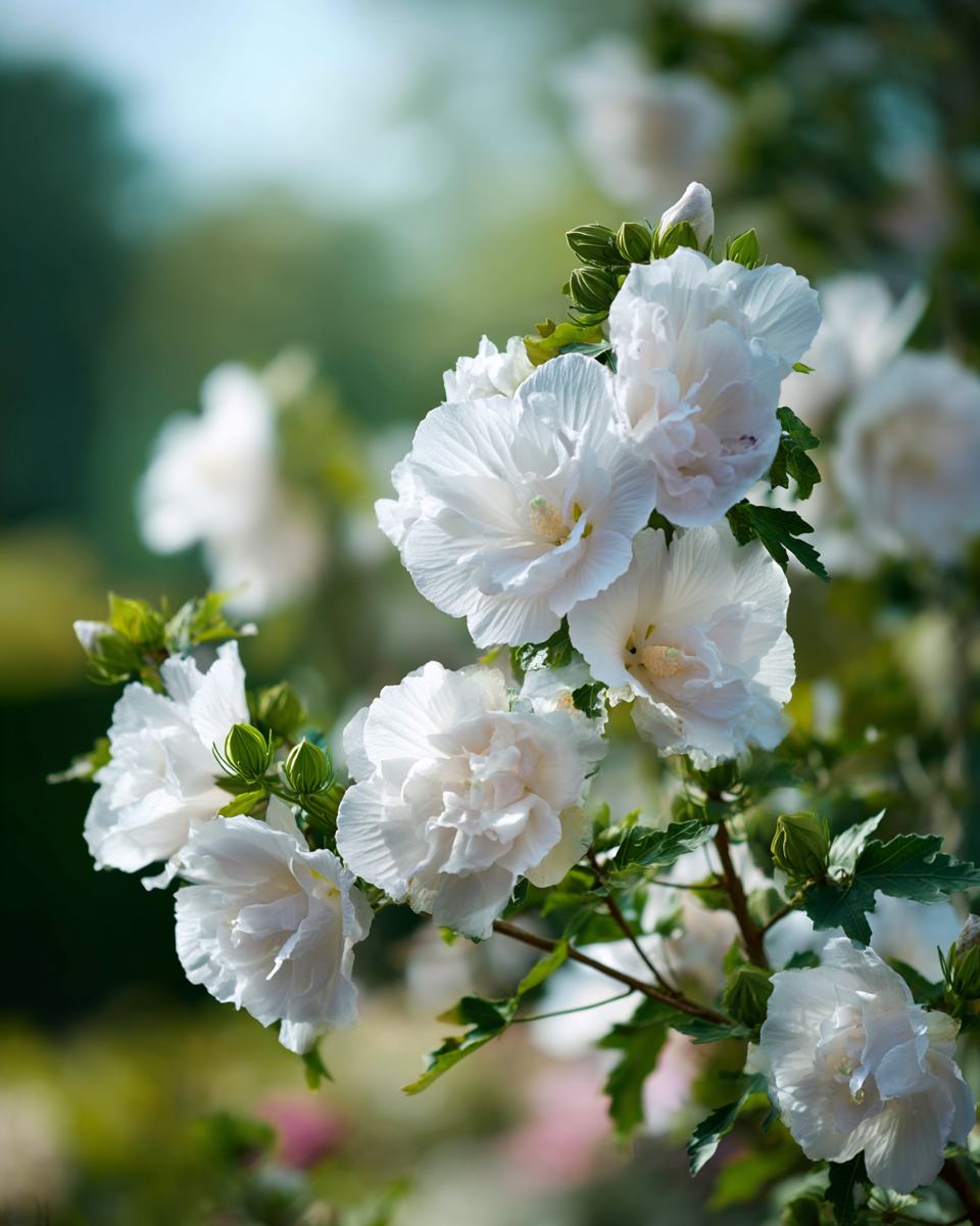 Double White Hibiscus syriacus